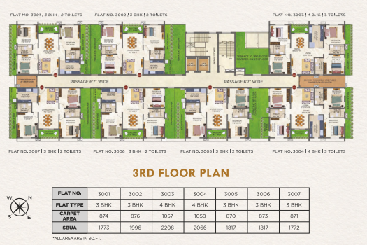 4 BHK Apartments (3 Toilets)